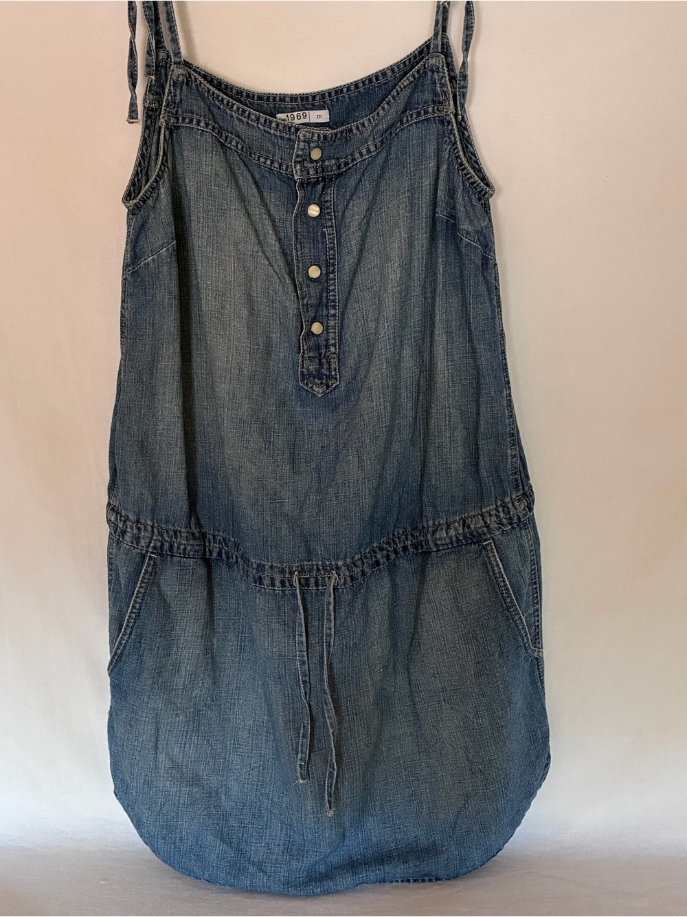 Denim Tie-Strap Mini Dress - Blue